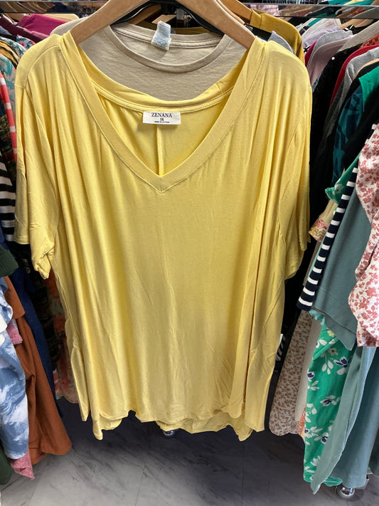 Zenana V-Neck T-Shirt 3X Yellow NWOT