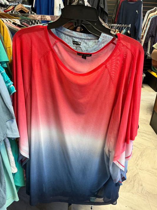 Lane Bryant Blouse 18/20 Red and Blue Ombre Sheer