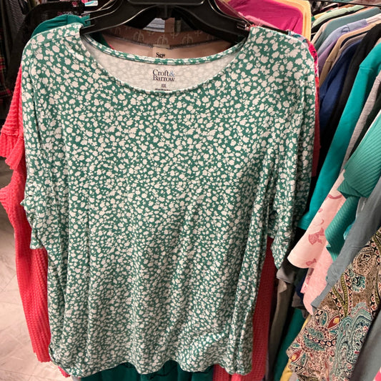 Croft & Barrow T-Shirt XXL Green and White