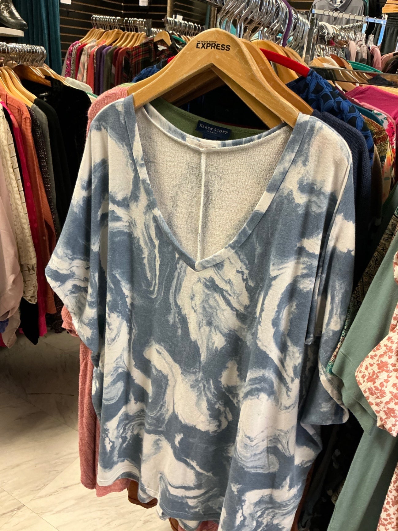 Gee Gee Blouse 3X Blue and white