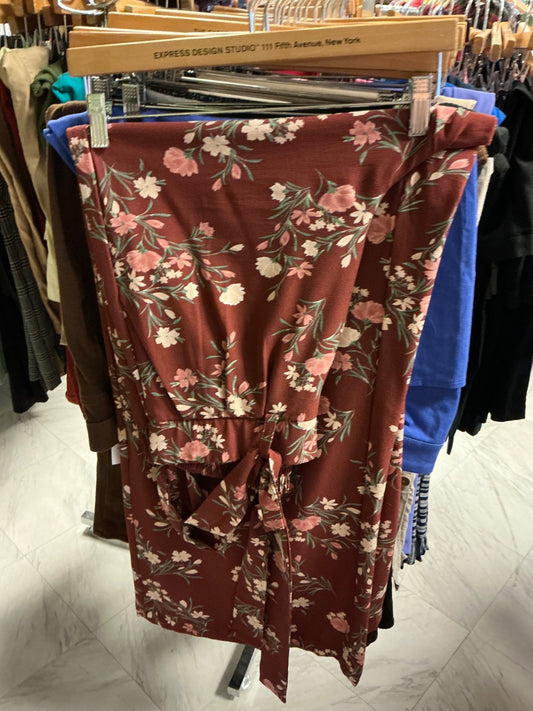 Torrid Wide Leg Pant 0 Maroon with Floral Pattern