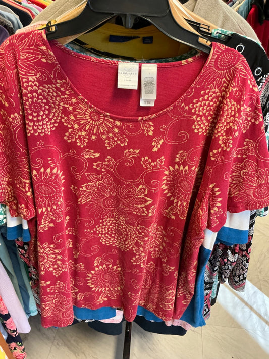 Emma James Blouse 2 Red with floral pattern