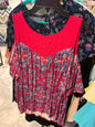 Torrid Cold Shoulder Blouse 3 Red and Multicolor