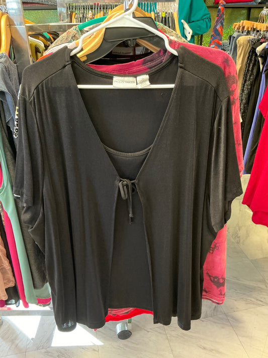 Jaclyn Smith Layered Blouse 3X Black