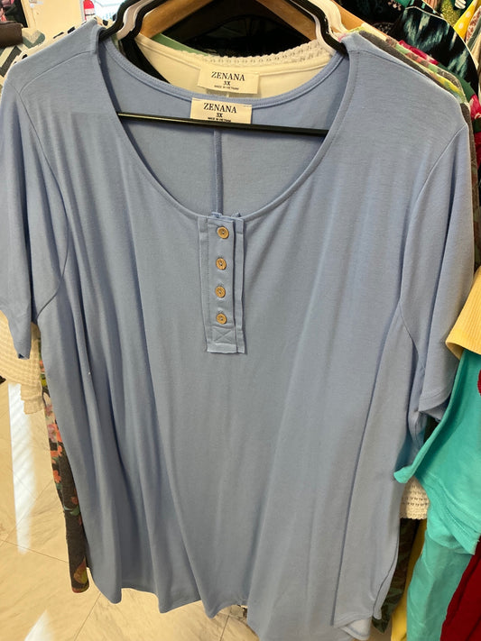 Zenana Tunic Top 3X Light Blue NWOT