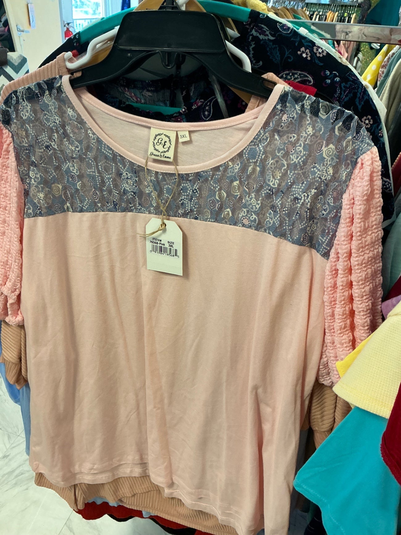 Grace & Emma Blouse 3X Pink NWT