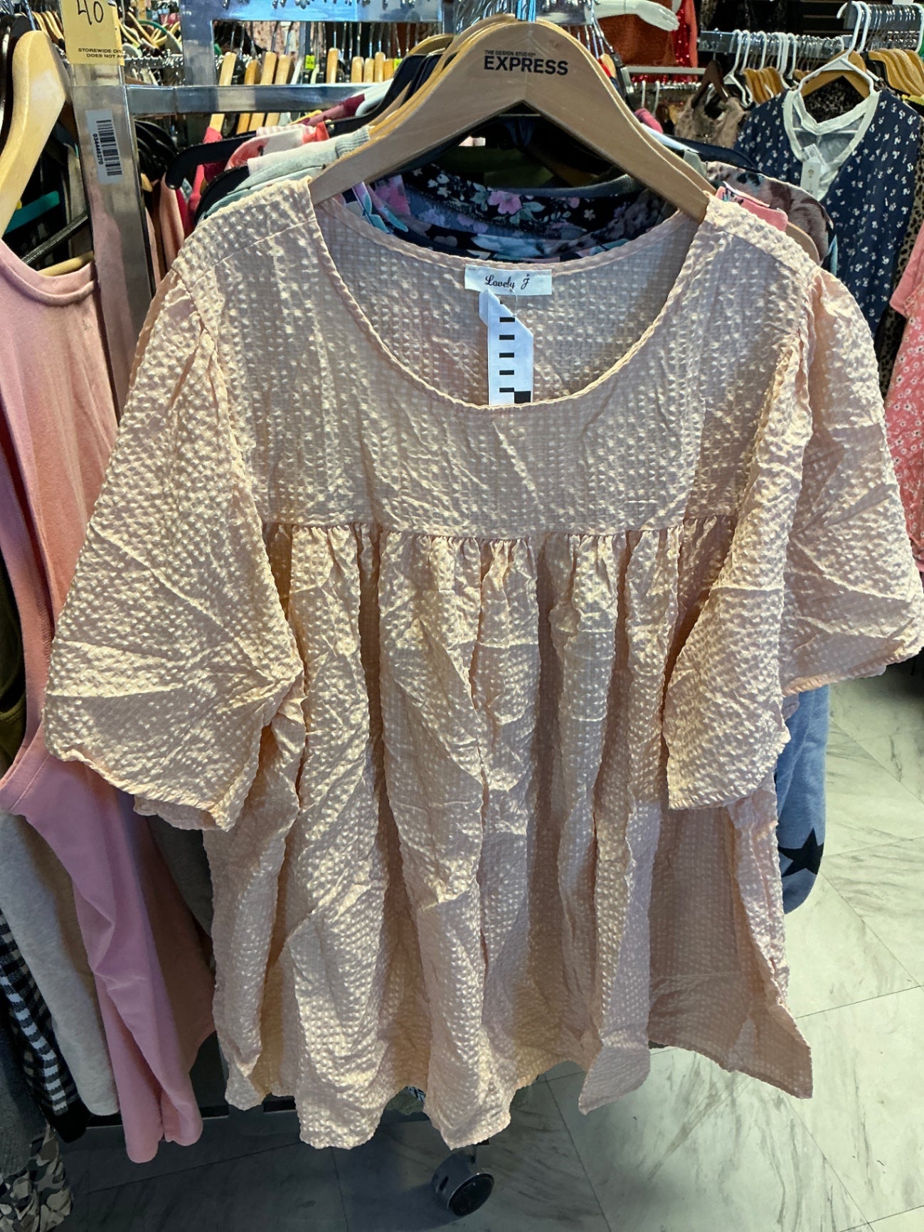 Lovely J Blouse 3X Peach NWT