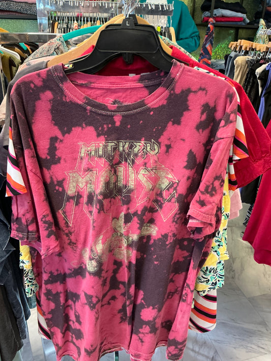 Disney T-Shirt L Pink and Black Tie-Dye