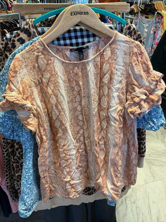 Lane Bryant Blouse 16 Orange Snake Skin