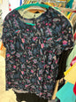 Lane Bryant Blouse 22 Black with multicolored floral print