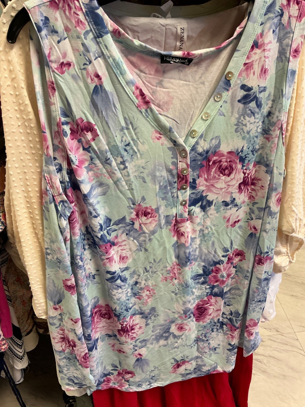 Heimish Sleeveless Top 3X Mint Floral NWOT