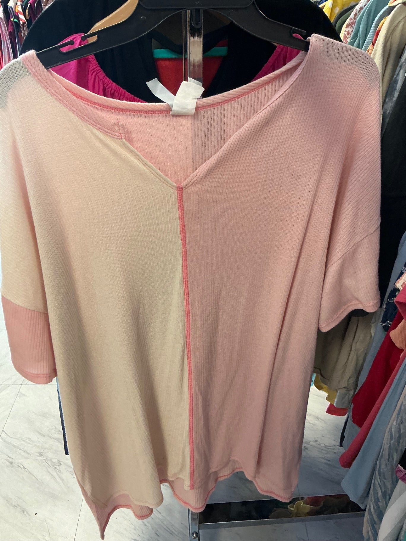 Honeyme Curvy Oversized T-Shirt Pink/Cream