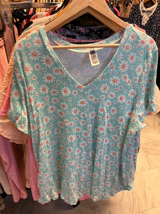 Honeyme Curvy T-Shirt 3X Light Blue NWOT