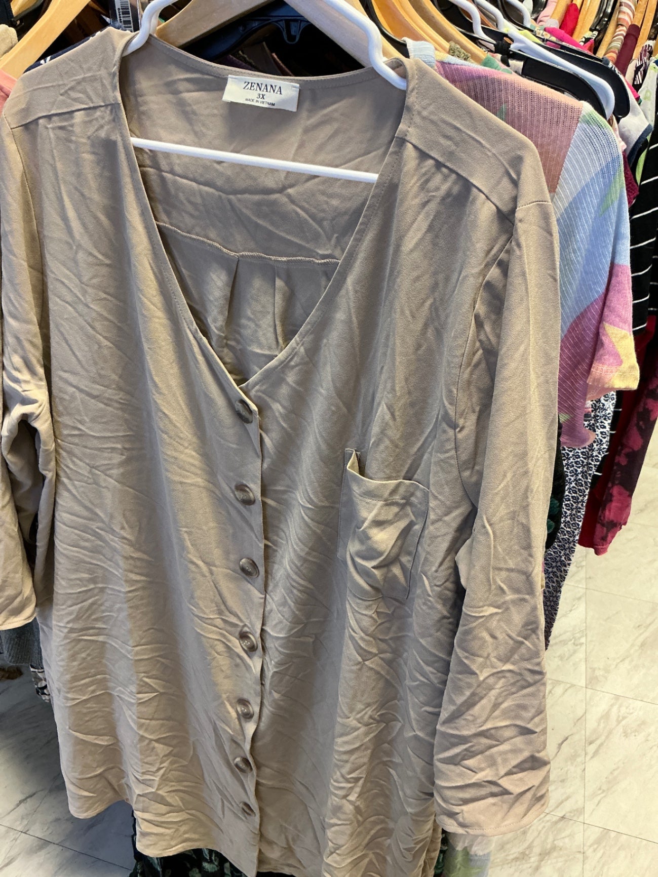 Zenana Blouse 3X Beige NWOT