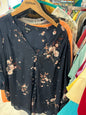 Torrid Blouse 3 Dark Blue with Floral Print