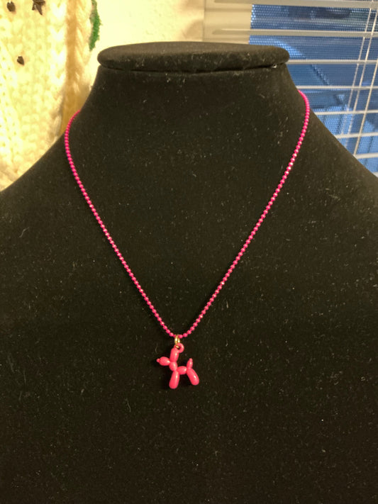 Necklace Pink Balloon Dog