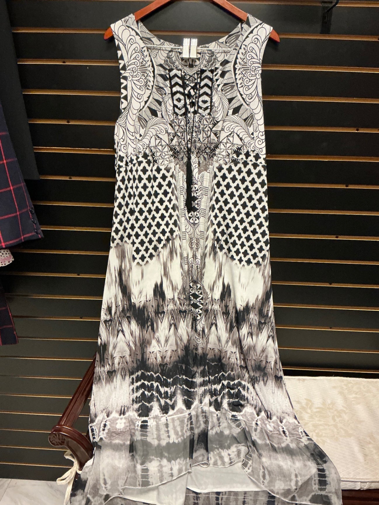 One World Sleeveless Dress 2X Black and White NWT