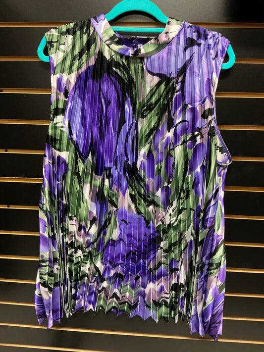 Lane Bryant Sleeveless Blouse 22/24 Multicolor with Purple and Green
