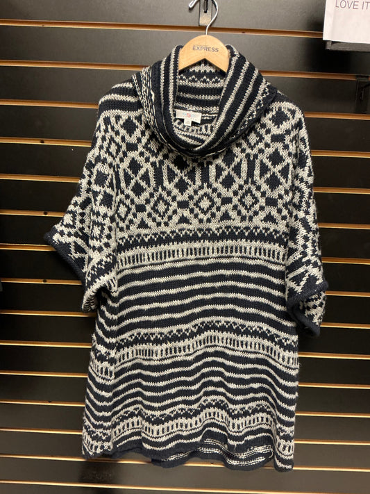So Casuals Turtleneck Sweater 2X Navy and Cream