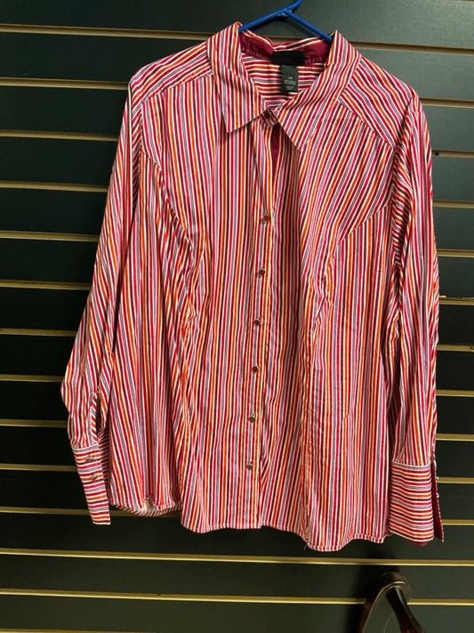 Lane Bryant Shirt 28 Red with white stripes