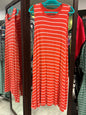 Time and Tru Sleeveless Dress XXL Coral with White Stripes