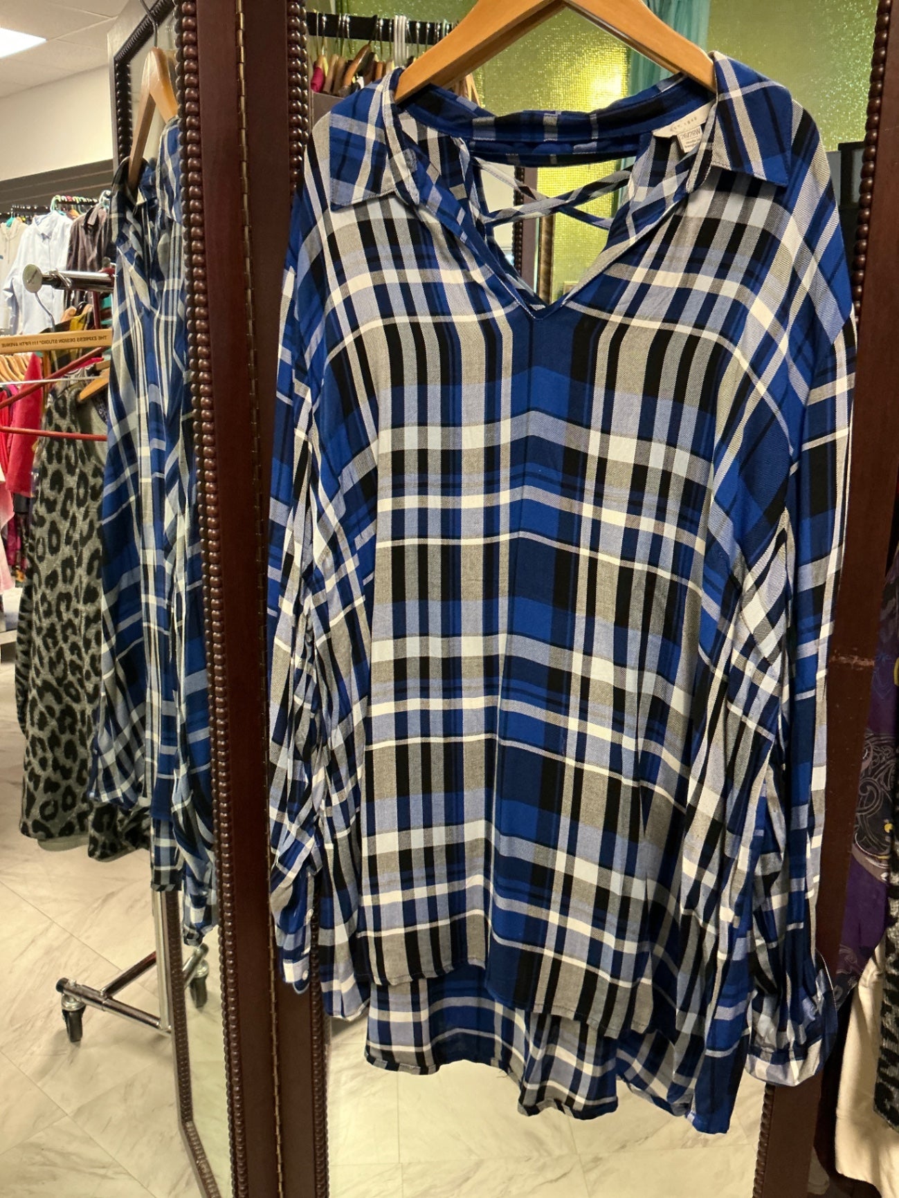 EST. 1946 Plaid Blouse 26/28 Blue