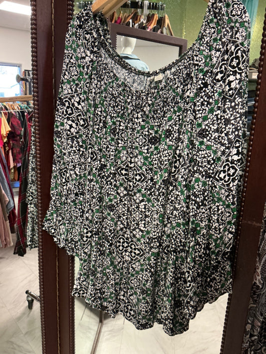 EST. 1946 Blouse 26/28 Black, White, and Green