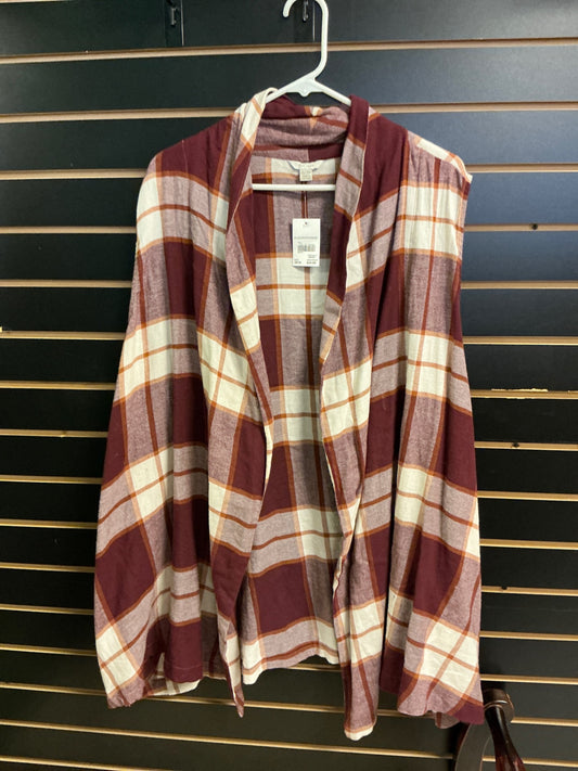 EST. 1946 Plaid Cardigan 22/24 Brgndy/White NWT