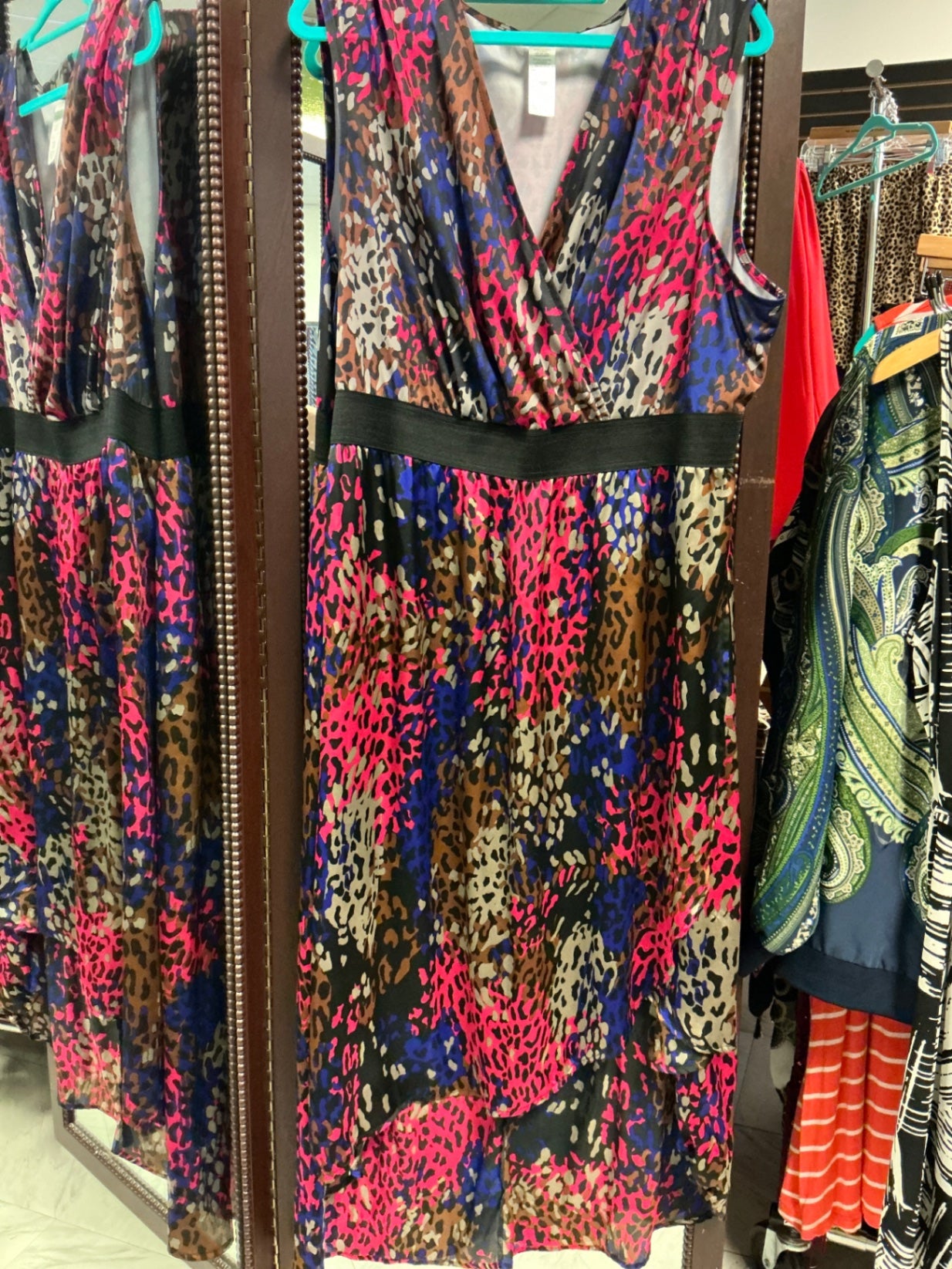 Unknown Dress 2X Multi-color with leopard print