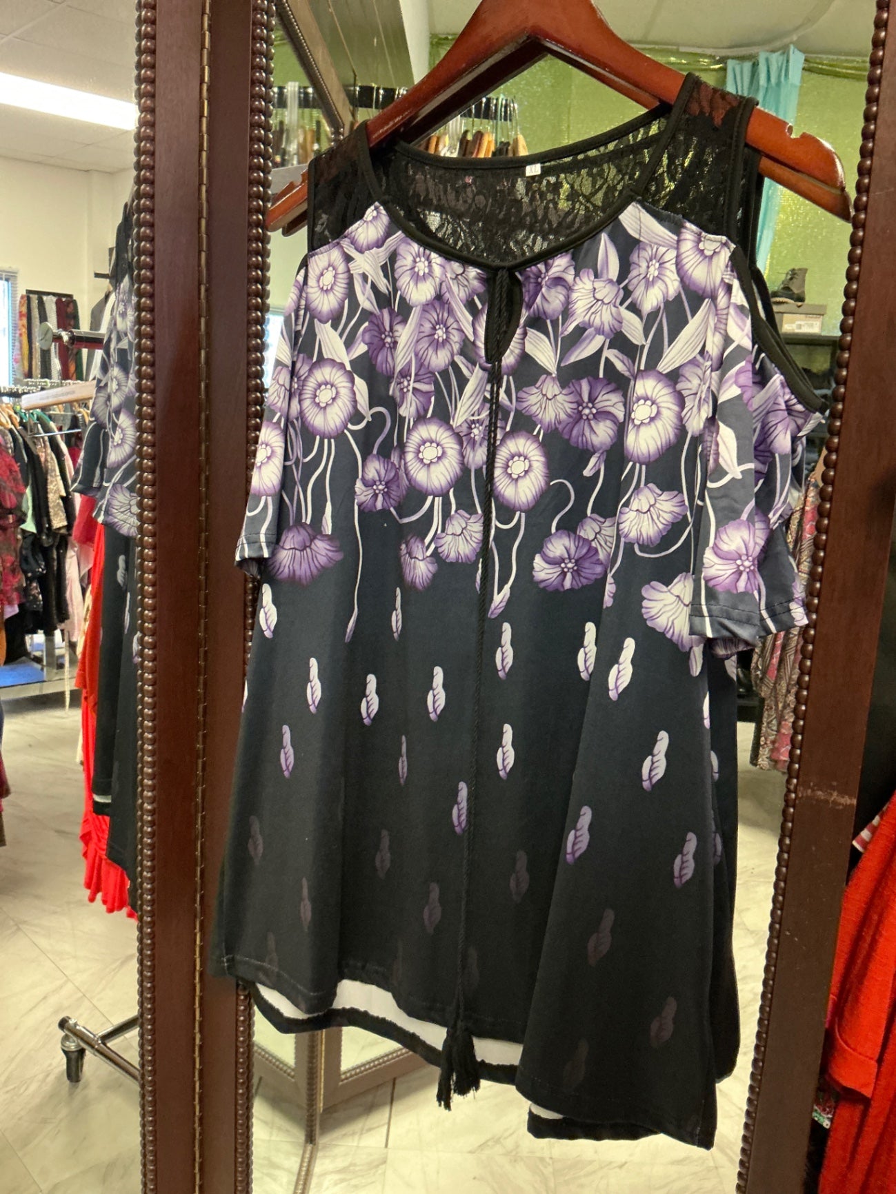 Unknown Blouse 1X Black and Purple