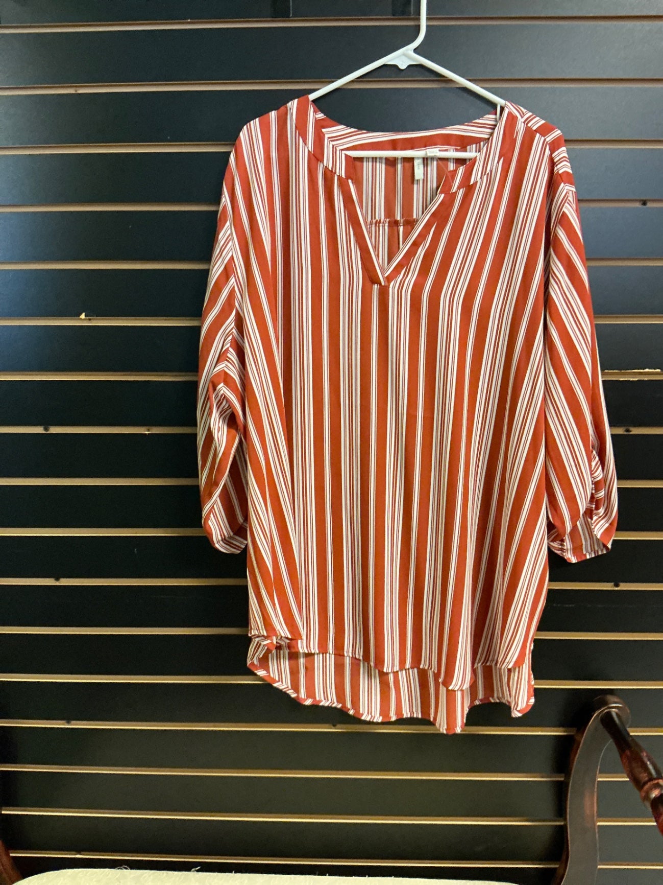 EST. 1946 Blouse 26/28 Orange with White Stripes