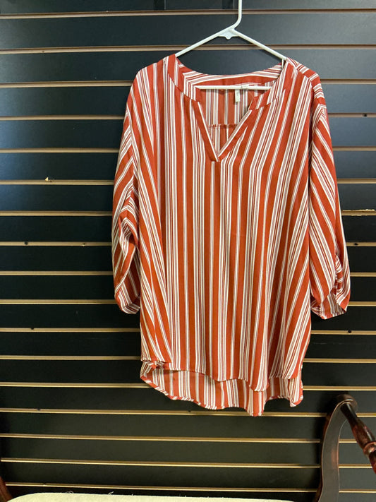 EST. 1946 Blouse 26/28 Orange with White Stripes