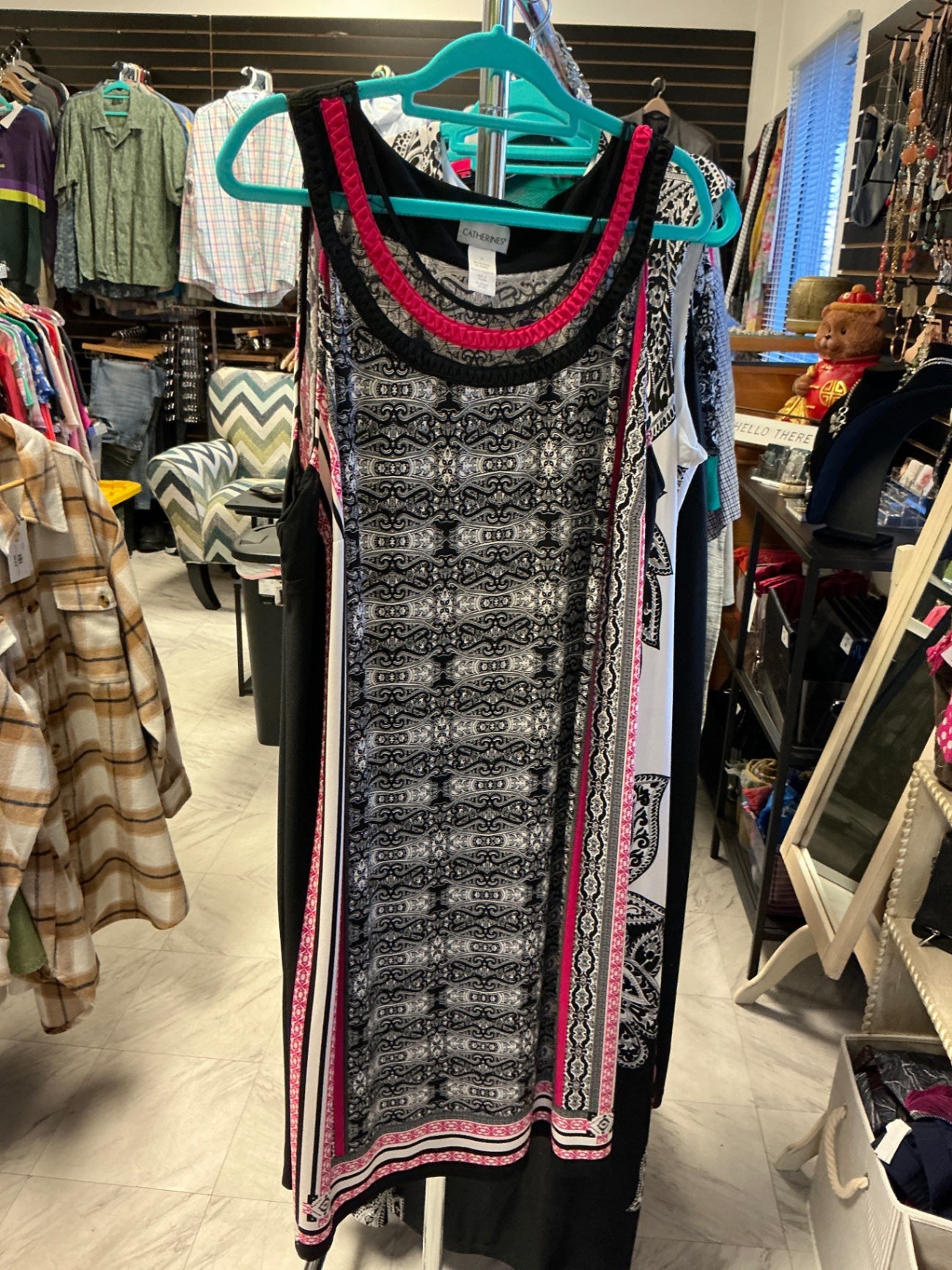 Catherines Sleeveless Dress 3X Black and Pink