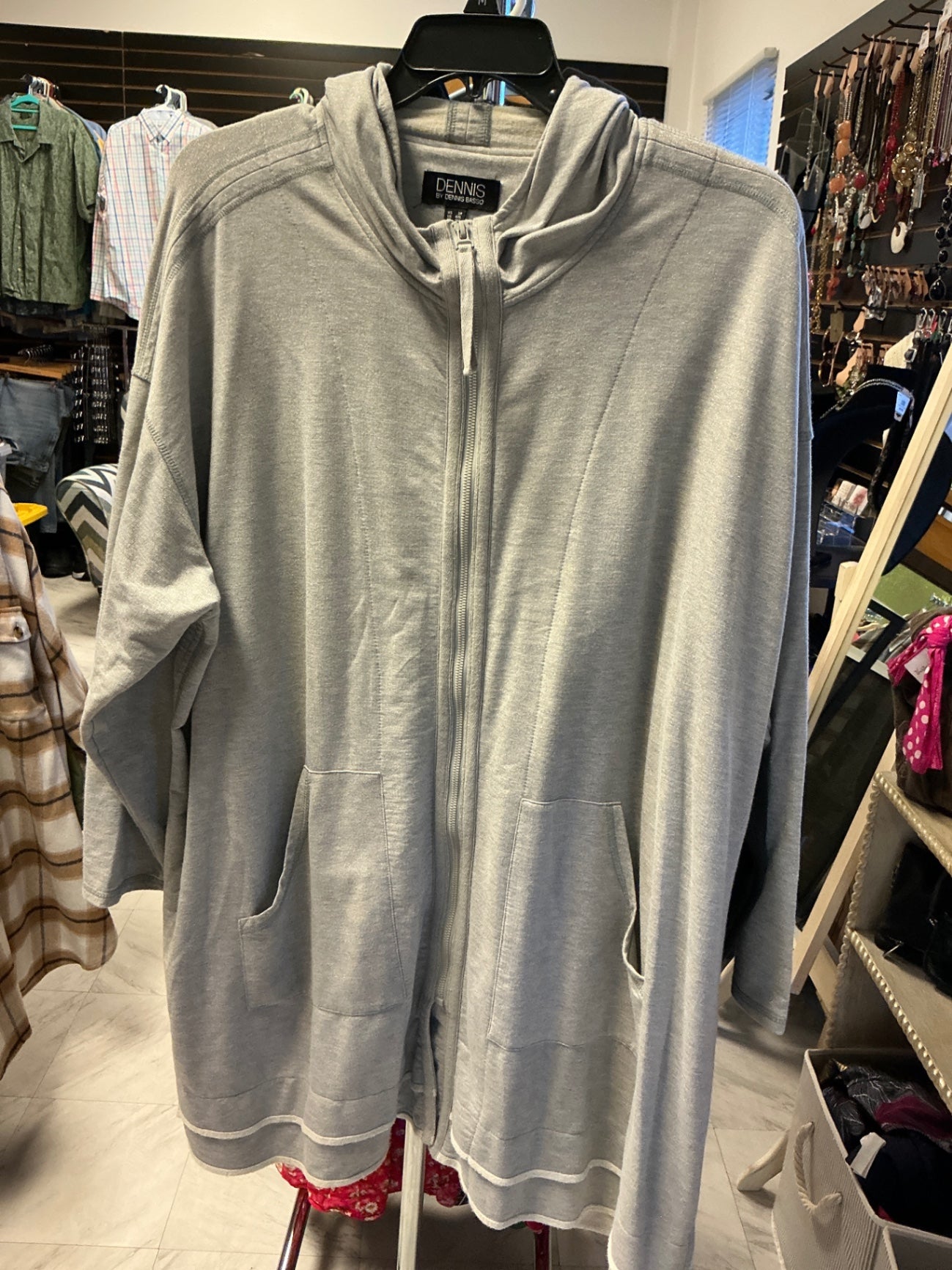 Dennis Basso Hoodie 3X Gray/Silver Shimmer