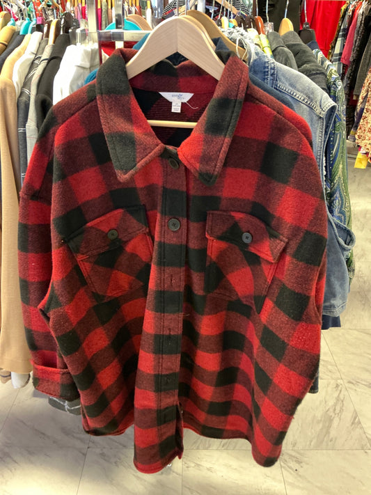Terra & Sky Flannel Shacket 3X Red and Black Plaid