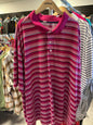 Reebok Polo Shirt 5XL Magenta with White Stripes