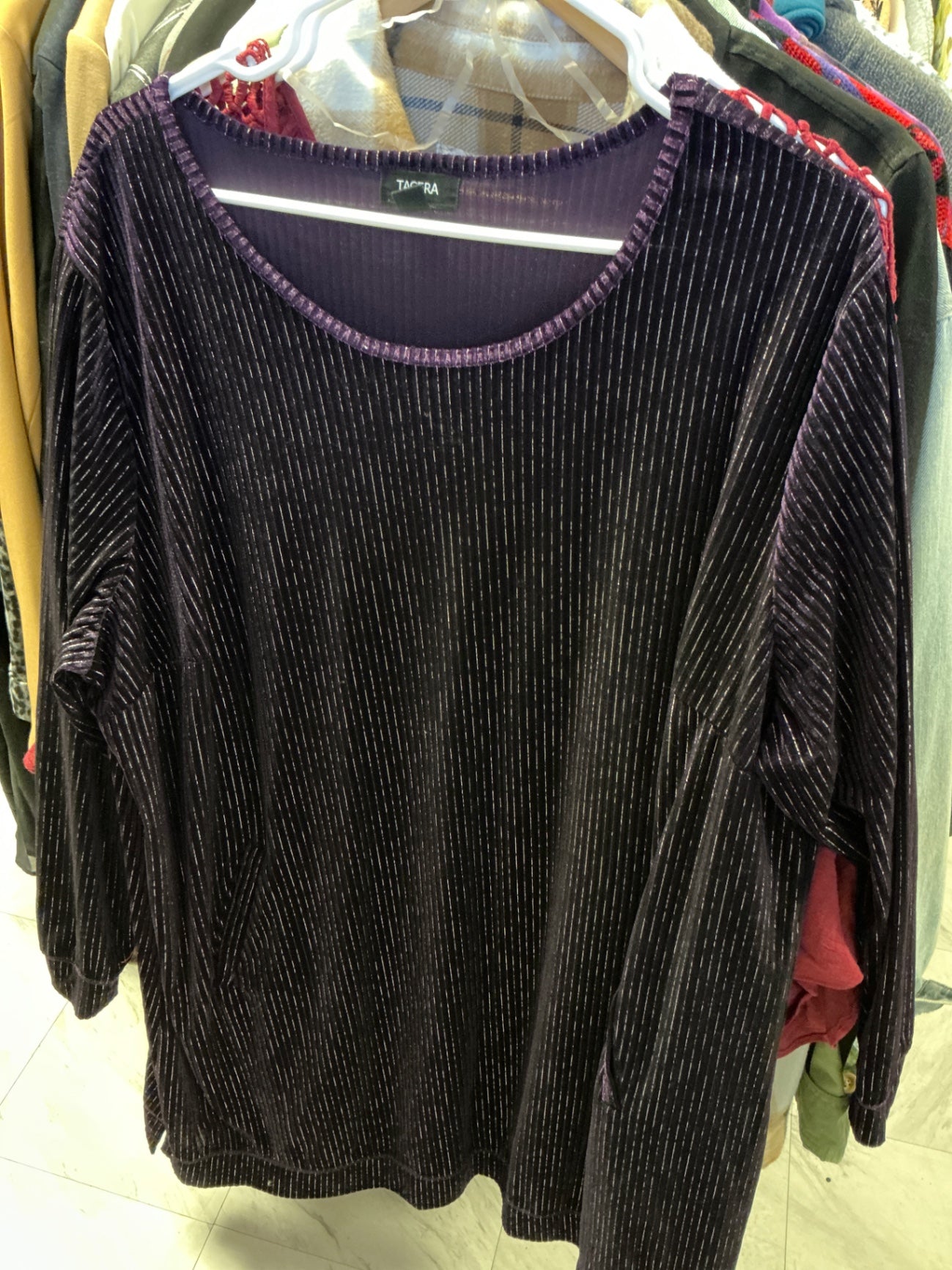 Tacera Long Sleeve Top 3X Dark Purple