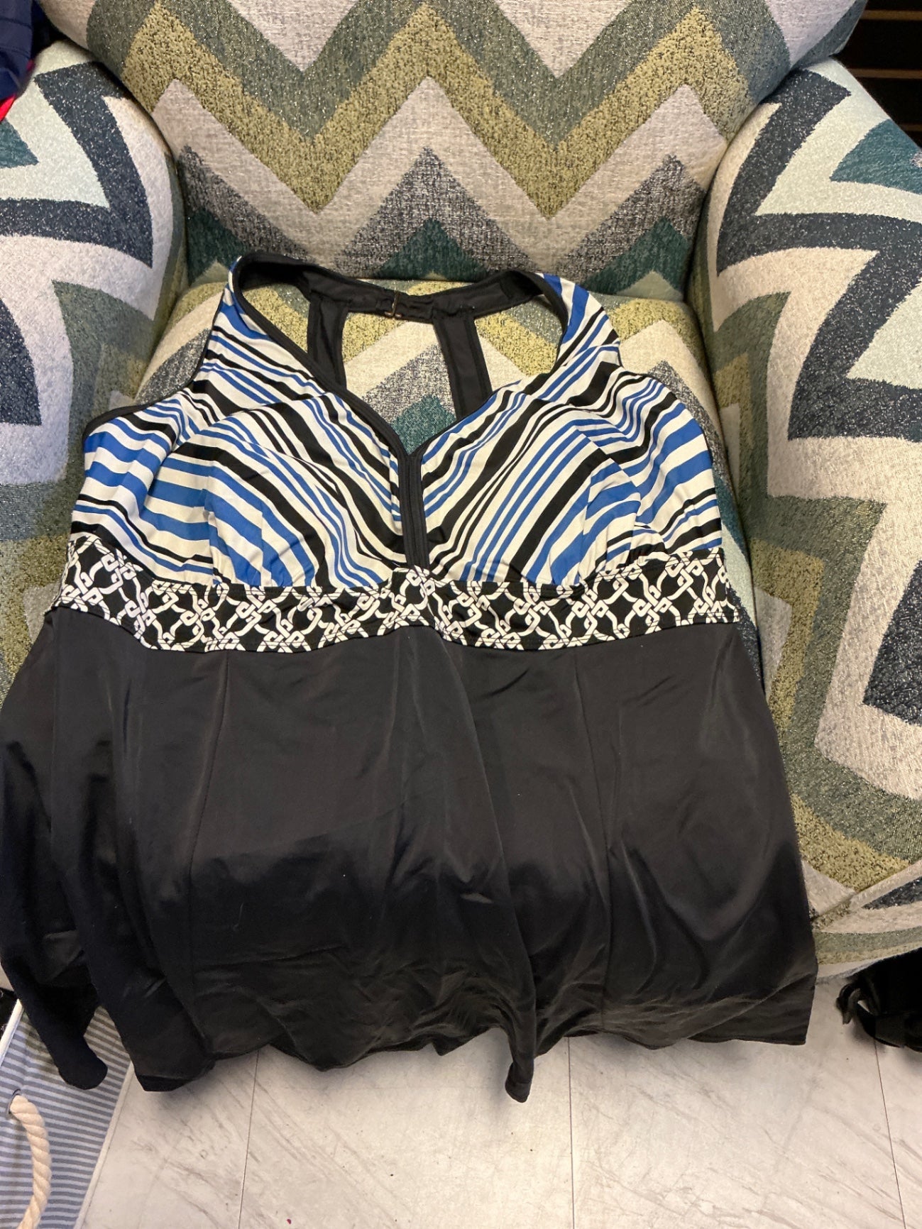 Swim 365 Swim Dress 30W Black and Blue