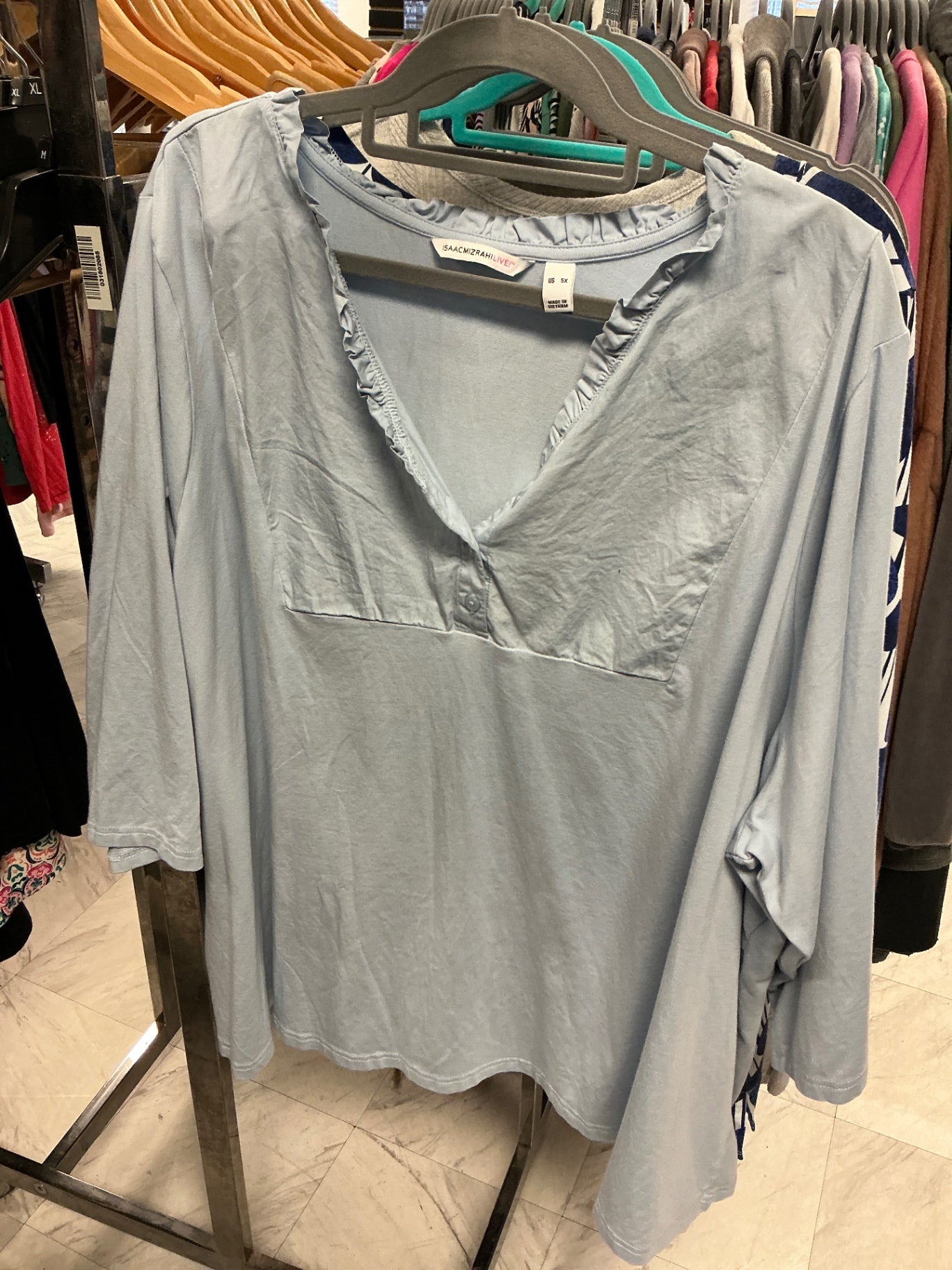 Isaac Mizrahi Live! Blouse 5X Light Blue