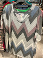 LuLaRoe T-Shirt 3X Grey with multicolor chevron pattern
