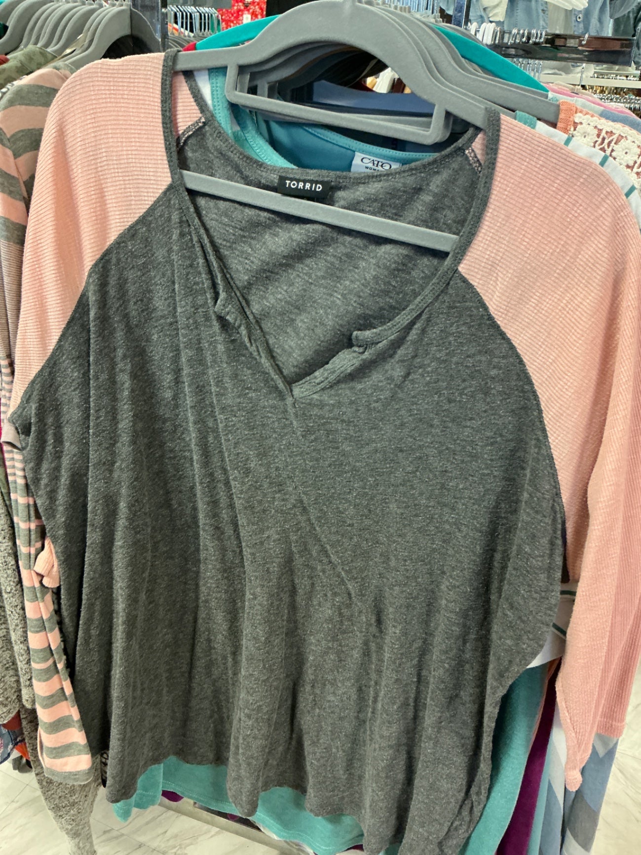 Torrid Long Sleeve Top 3 Gray and Pink