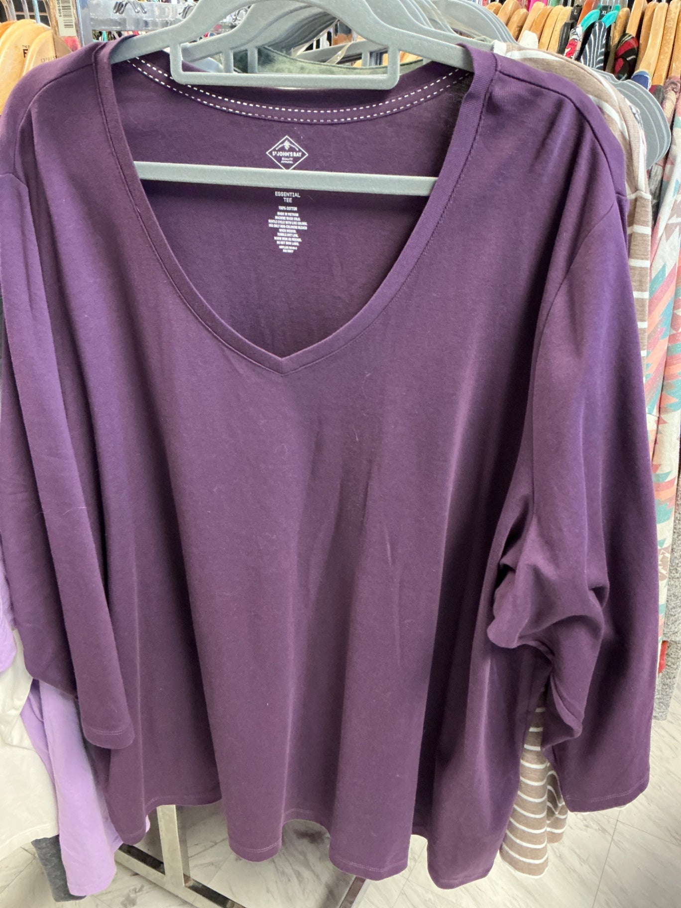 St John’s Bay Long Sleeve T-Shirt 5X Purple