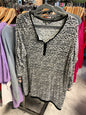 Rose & Olive Long Sleeve Top 3X Black and White