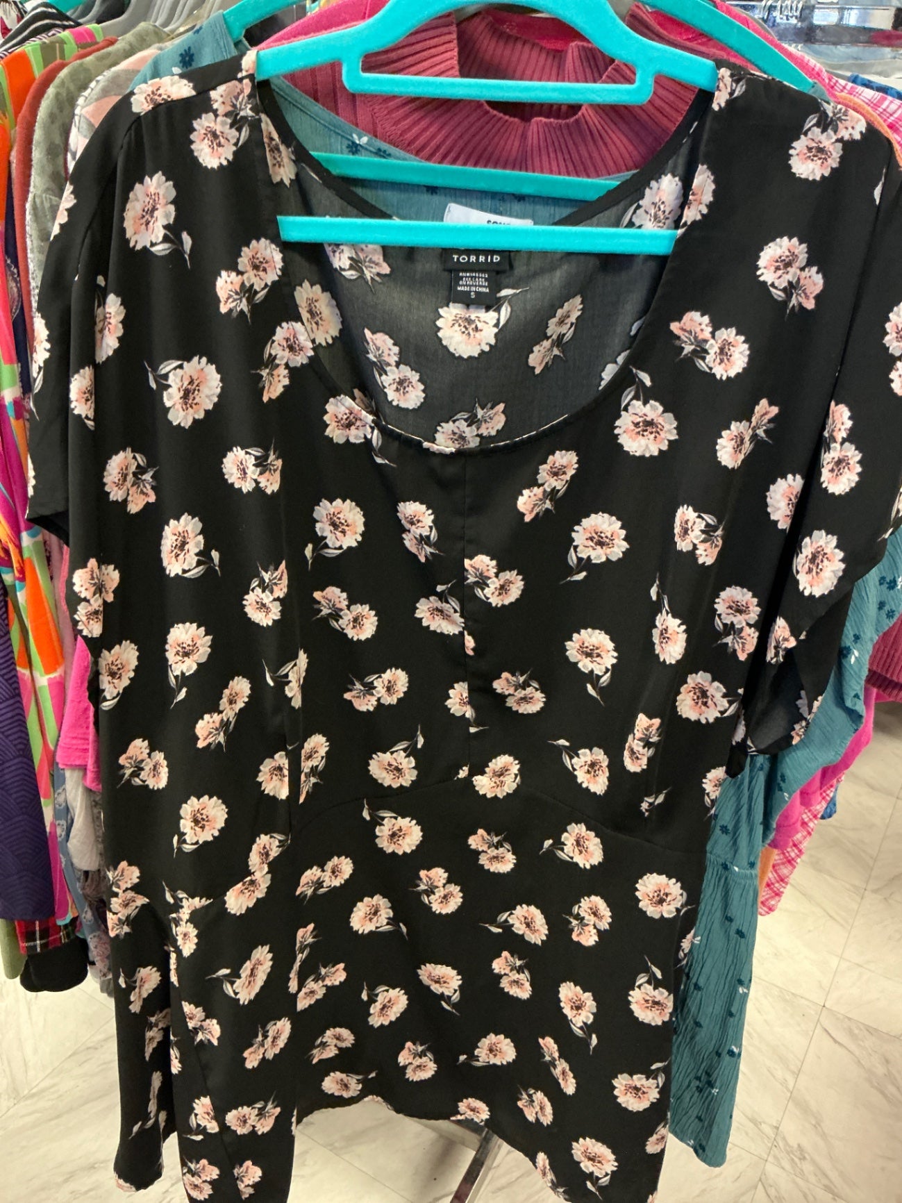 Torrid Blouse 5 Black with floral print