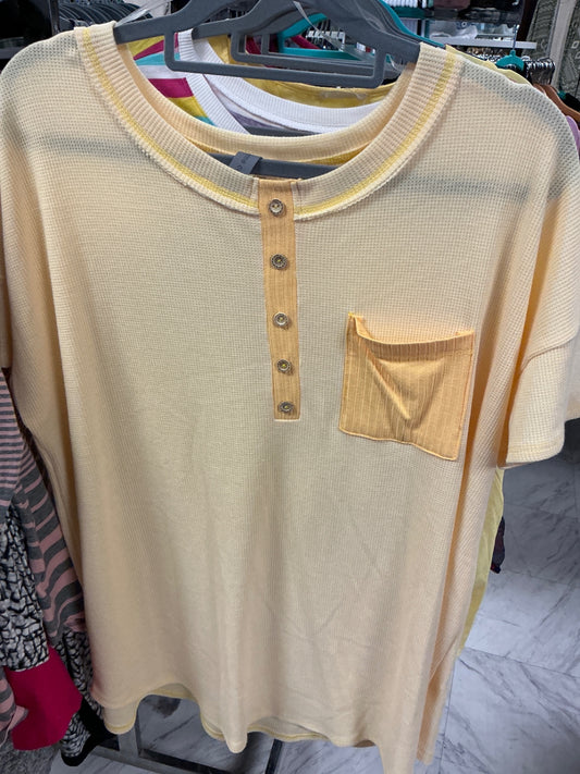 Honeyme Curvy Henley Shirt XXXL Yellow