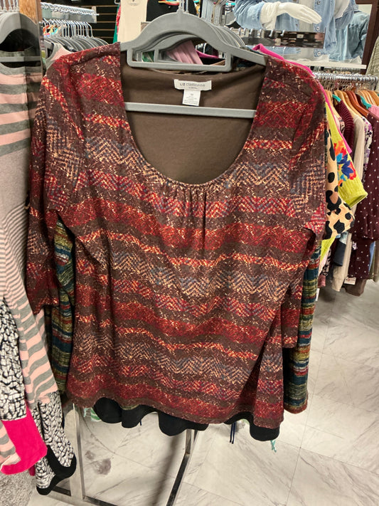 Liz Claiborne 3/4 Sleeve Top 1X Multicolor