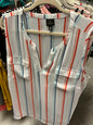 Worthington Sleeveless Blouse 3X White with Multicolor Stripes