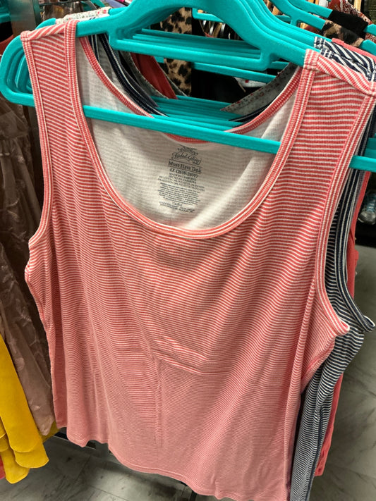 Faded Glory Tank Top 4X Coral and White Striped
