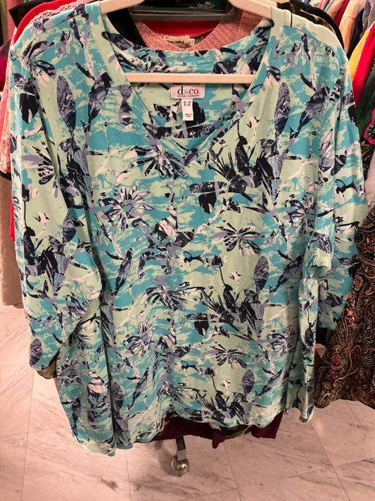 D&Co Tunic Top 3X Multicolor with Blue and Green tones