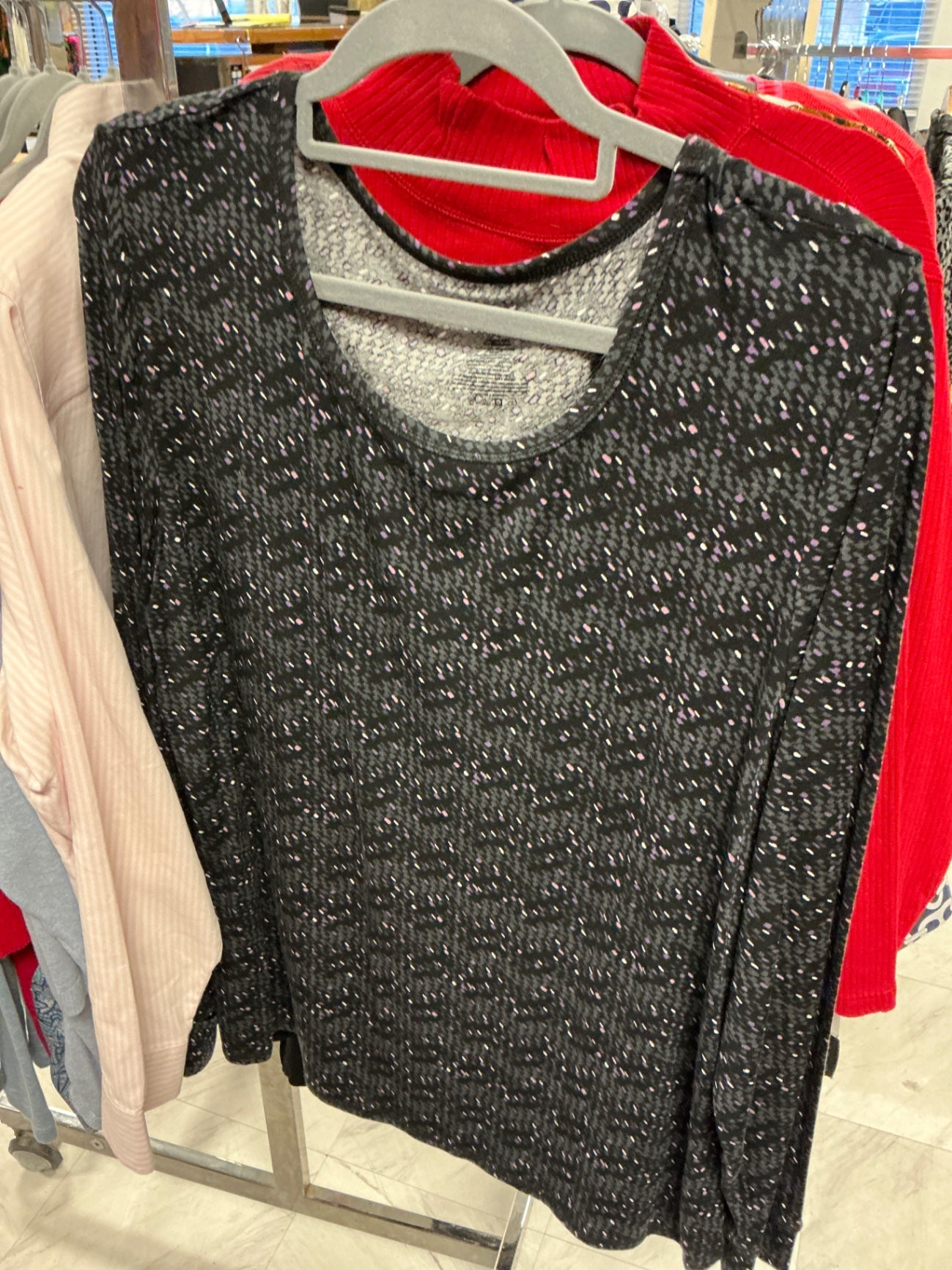 CuddlDuds Long Sleeve T-Shirt XL Black with white speckles